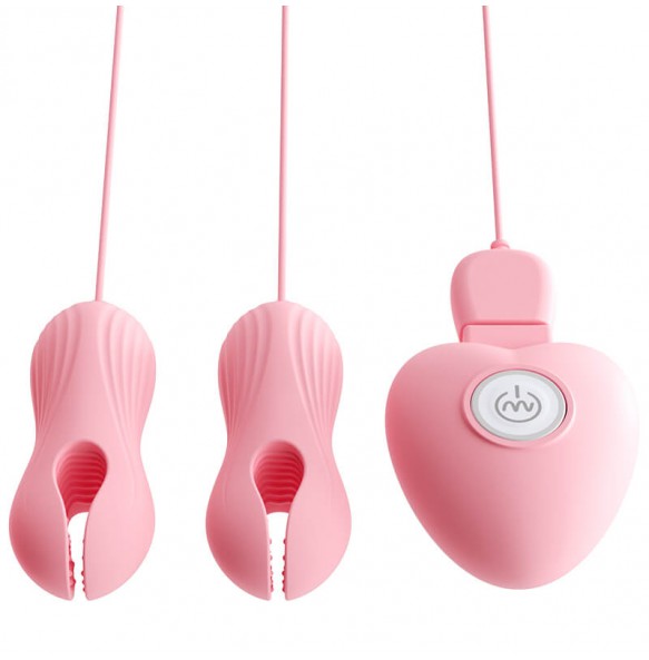 MizzZee - HeartJoy Vibrating Nipple Clamps (Chargeable - Pink)